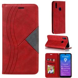 Retro S Streak Magnetic Leather Wallet Phone Case for Huawei Enjoy 9 - Red