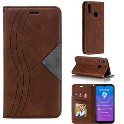 Retro S Streak Magnetic Leather Wallet Phone Case for Huawei Enjoy 9 - Brown