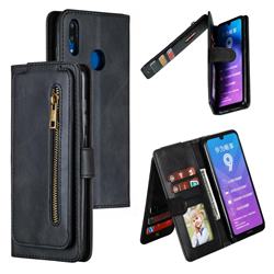 Multifunction 9 Cards Leather Zipper Wallet Phone Case for Huawei Enjoy 9 - Black