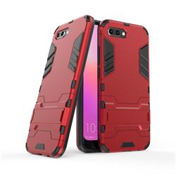 Armor Premium Tactical Grip Kickstand Shockproof Dual Layer Rugged Hard Cover for Huawei Honor 10 - Wine Red