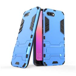 Armor Premium Tactical Grip Kickstand Shockproof Dual Layer Rugged Hard Cover for Huawei Honor 10 - Light Blue