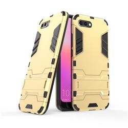 Armor Premium Tactical Grip Kickstand Shockproof Dual Layer Rugged Hard Cover for Huawei Honor 10 - Golden