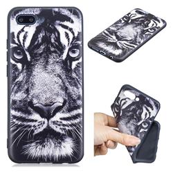 White Tiger 3D Embossed Relief Black TPU Cell Phone Back Cover for Huawei Honor 10