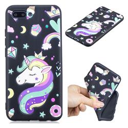 Candy Unicorn 3D Embossed Relief Black TPU Cell Phone Back Cover for Huawei Honor 10