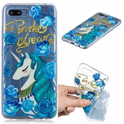 Blue Flower Unicorn Clear Varnish Soft Phone Back Cover for Huawei Honor 10