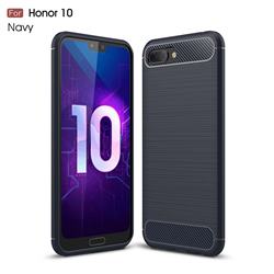 Luxury Carbon Fiber Brushed Wire Drawing Silicone TPU Back Cover for Huawei Honor 10 - Navy