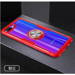 Acrylic Glass Carbon Invisible Ring Holder Phone Cover for Huawei Honor 10 - Charm Red