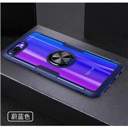 Acrylic Glass Carbon Invisible Ring Holder Phone Cover for Huawei Honor 10 - Azure