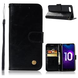 Luxury Retro Leather Wallet Case for Huawei Honor 10 - Black