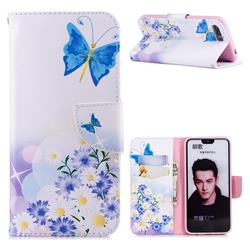 Butterflies Flowers Leather Wallet Case for Huawei Honor 10