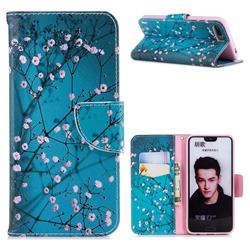 Blue Plum Leather Wallet Case for Huawei Honor 10