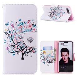Colorful Tree Leather Wallet Case for Huawei Honor 10