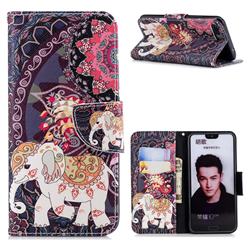 Totem Flower Elephant Leather Wallet Case for Huawei Honor 10