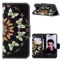 Circle Butterflies Leather Wallet Case for Huawei Honor 10