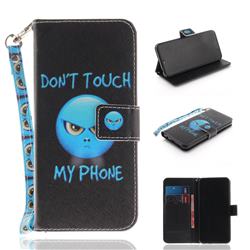 Not Touch My Phone Hand Strap Leather Wallet Case for Huawei Honor 10