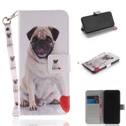 Pug Dog Hand Strap Leather Wallet Case for Huawei Honor 10