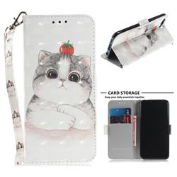 Cute Tomato Cat 3D Painted Leather Wallet Phone Case for Huawei Honor 10