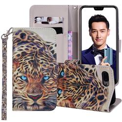 Leopard 3D Painted Leather Phone Wallet Case Cover for Huawei Honor 10
