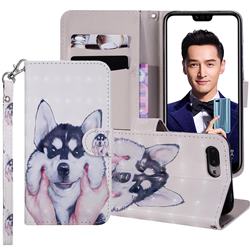 Husky Dog 3D Painted Leather Phone Wallet Case Cover for Huawei Honor 10
