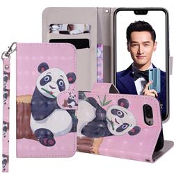 Happy Panda 3D Painted Leather Phone Wallet Case Cover for Huawei Honor 10