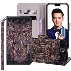 Tribal Owl 3D Painted Leather Phone Wallet Case Cover for Huawei Honor 10