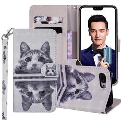 Mirror Cat 3D Painted Leather Phone Wallet Case Cover for Huawei Honor 10