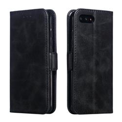 Retro Classic Calf Pattern Leather Wallet Phone Case for Huawei Honor 10 - Black