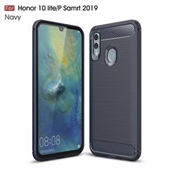 Luxury Carbon Fiber Brushed Wire Drawing Silicone TPU Back Cover for Huawei Honor 10 Lite - Navy