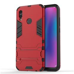 Armor Premium Tactical Grip Kickstand Shockproof Dual Layer Rugged Hard Cover for Huawei Honor 10 Lite - Wine Red