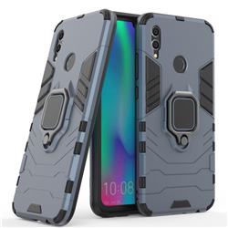 Black Panther Armor Metal Ring Grip Shockproof Dual Layer Rugged Hard Cover for Huawei Honor 10 Lite - Blue