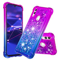 Rainbow Gradient Liquid Glitter Quicksand Sequins Phone Case for Huawei Honor 10 Lite - Purple Blue
