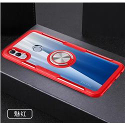 Acrylic Glass Carbon Invisible Ring Holder Phone Cover for Huawei Honor 10 Lite - Charm Red