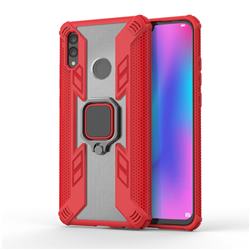 Predator Armor Metal Ring Grip Shockproof Dual Layer Rugged Hard Cover for Huawei Honor 10 Lite - Red