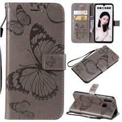 Embossing 3D Butterfly Leather Wallet Case for Huawei Honor 10 Lite - Gray