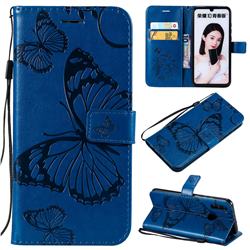 Embossing 3D Butterfly Leather Wallet Case for Huawei Honor 10 Lite - Blue