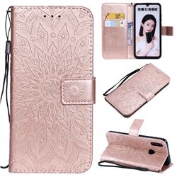 Embossing Sunflower Leather Wallet Case for Huawei Honor 10 Lite - Rose Gold