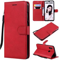 Retro Greek Classic Smooth PU Leather Wallet Phone Case for Huawei Honor 10 Lite - Red