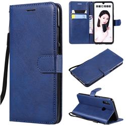 Retro Greek Classic Smooth PU Leather Wallet Phone Case for Huawei Honor 10 Lite - Blue