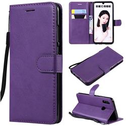 Retro Greek Classic Smooth PU Leather Wallet Phone Case for Huawei Honor 10 Lite - Purple