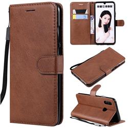 Retro Greek Classic Smooth PU Leather Wallet Phone Case for Huawei Honor 10 Lite - Brown
