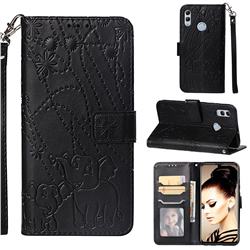 Embossing Fireworks Elephant Leather Wallet Case for Huawei Honor 10 Lite - Black
