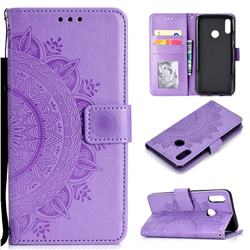 Intricate Embossing Datura Leather Wallet Case for Huawei Honor 10 Lite - Purple