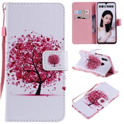 Colored Red Tree PU Leather Wallet Case for Huawei Honor 10 Lite