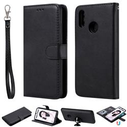 Retro Greek Detachable Magnetic PU Leather Wallet Phone Case for Huawei Honor 10 Lite - Black