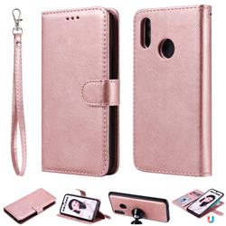 Retro Greek Detachable Magnetic PU Leather Wallet Phone Case for Huawei Honor 10 Lite - Rose Gold