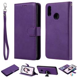 Retro Greek Detachable Magnetic PU Leather Wallet Phone Case for Huawei Honor 10 Lite - Purple