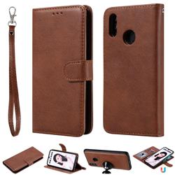 Retro Greek Detachable Magnetic PU Leather Wallet Phone Case for Huawei Honor 10 Lite - Brown