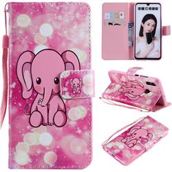 Pink Elephant PU Leather Wallet Case for Huawei Honor 10 Lite