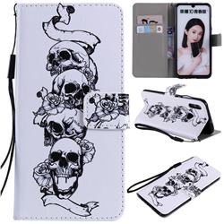 Skull Head PU Leather Wallet Case for Huawei Honor 10 Lite