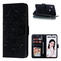 Intricate Embossing Datura Solar Leather Wallet Case for Huawei Honor 10 Lite - Black